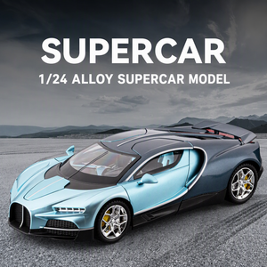 Modèle de supercar en alliage moulé sous pression à l'échelle 1/24 avec lumières et effets sonores, voiture jouet de simulation avec portes et capot ouvrables, cadeau <span class=keywords><strong>pour</strong></span> garçons - Product Image 1