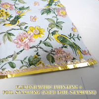 Serviettes en papier douces 2 plis en pâte de bois vierge, motif floral et oiseaux personnalisé, écologiques, pour décoration de table de fête, en sachet