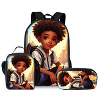 Kinder-Rucksack-Set mit Cartoon-Motiven, 3-teilig, aus Polyester, für Jungen und Mädchen, mit Lunch- und Stifttaschen