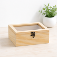 Boîte en bois avec couvercle à charnières, en pin massif brut, coffre de rangement pour projets professionnels de bricolage et de marquage de marques