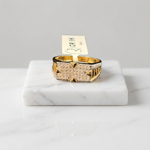 Bague de cocktail de luxe en or 24 carats avec un design géométrique audacieux pour homme moderne, idéale pour les fiançailles, les mariages, les fêtes, un cadeau élégant - Product Image 1