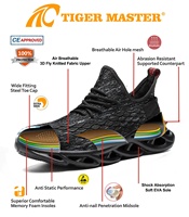 Chaussures de travail pour hommes, légères, antidérapantes, confortables, avec embout en acier, résistantes aux perforations, doublure en mesh, design sportif