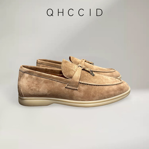 Mocasines de Ante para Hombre con Borlas, Color Albaricoque, Marrón, Verde, Café, Color Sólido, Sin Cordones, Tacón Bajo, Transpirables, Zapatos Casuales - Product Image 4