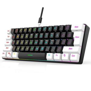 Clavier mécanique multifonctionnel tendance 61 touches RGB filaire Type-C pour gaming, interrupteurs mécaniques couleur crème - Product Image 1