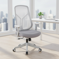 Chaise de bureau ergonomique pivotante au design nordique, avec accoudoirs fixes, hauteur réglable, en tissu maillé, pour la maison et le bureau