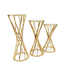 Meubles de mariage, support de présentation de fleurs en acier inoxydable doré moderne de luxe, modèle FS001, intérieur/extérieur pour événements - Product Image 3
