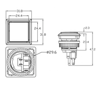 Bouton poussoir de machine de jeu d'arcade, pièces de rechange carrées de commutateur de machine de jeu