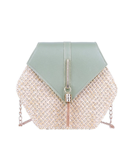 2025 nuova moda borsa a tracolla da donna a spalla singola colore puro con cerniera a catena intrecciata in <span class=keywords><strong>paglia</strong></span> di <span class=keywords><strong>lino</strong></span> abbina tutti gli stili - Product Image 2