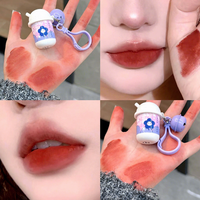 Vente en gros mignon mini tasse à thé au lait mat longue durée brillant à lèvres nu boue porte-clés fille rouge à lèvres maquillage