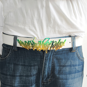 <span class=keywords><strong>Boucle</strong></span> de <span class=keywords><strong>ceinture</strong></span> personnalisée grande taille en acier inoxydable <span class=keywords><strong>Ceinture</strong></span> en cuir blanc avec logo de marque et lettre design pour la mode - Product Image 2