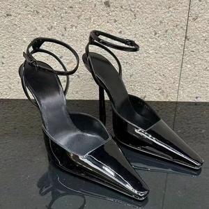 Women's Bright Patent Ankle Strap <b>High</b> <b>Heels</b> Back Diamonds <b>Sexy</b> Summer Sandals Custom Colors Dress Pumps - Product Image 6