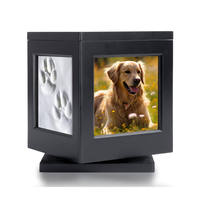 Urna Conmemorativa Cuadrada para Mascotas, Ecológica y Duradera, de Madera, con Base Giratoria para Fotos, para Perros y Gatos, Estilo Clásico, para Guardar Cenizas