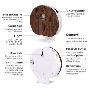 Caja Musical de Madera Redonda con Sonidos de Pájaros, 9 Melodías, Funciona con Pilas, Personalizable al por Mayor, Set de Regalo - Product Image 3