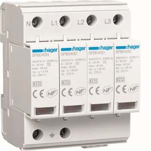 SPB440R Personalizzabile con Hagers SPD 4P T2 TNS/TT 40kA con contatto ausiliario - Product Image 1