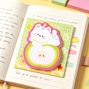 Cute Unicorn dog Apple Shape Memo Pads With Adhesive Backing Colorful Sticky <b>Notes</b> For Planner Journal Use - Product Image 5