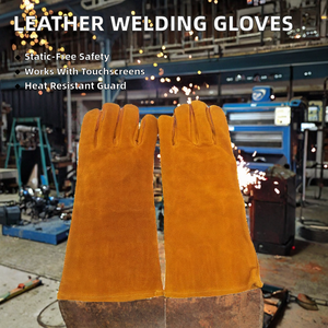 Private Label Safety Protection Welding <b>Gloves</b> Premium Designed Heat Resistance Reasonably 11 oz Thick 16INCH Safety Cuff - Product Image 2