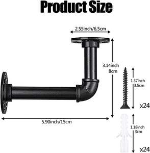 비계 보드 저압 벽걸이 형 산업용 배관 파이프 선반 용 블랙 헤비 듀티 플로팅 선반 브래킷 - Product Image 4