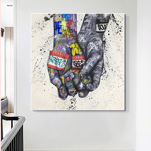 Quadro su Tela Graffiti 'Andiamo Mano nella Mano, Uniamoci' Arte Murale Motivazionale per Decorazione Casa Ufficio - Product Image 3