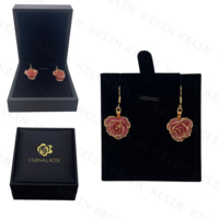 Boucles d'oreilles en émail plaqué or, 12 couleurs, motif fleur suspendue, fleurs préservées pour femme, coffret à bijoux, cadeau romantique, vente en gros
