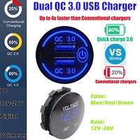 Panneau de commutation à boutons poussoirs métalliques 8 gangs avec voltmètre, port USB QC3.0, prise allume-cigare, interrupteur à bouton-poussoir 22 mm avec anneau lumineux