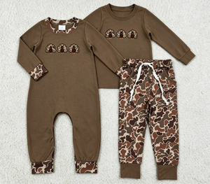 Vêtements camouflage de Thanksgiving pour bébés garçons, tenues à manches longues avec broderie de dinde - Product Image 2