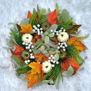 Coronas de Otoño con Bayas de Eucalipto, Calabazas, Hojas de <span class=keywords><strong>Orejas</strong></span> de Cordero, <span class=keywords><strong>para</strong></span> Decoración de Paredes, Hogar, Exteriores y Festividades de Acción de Gracias - Product Image 2