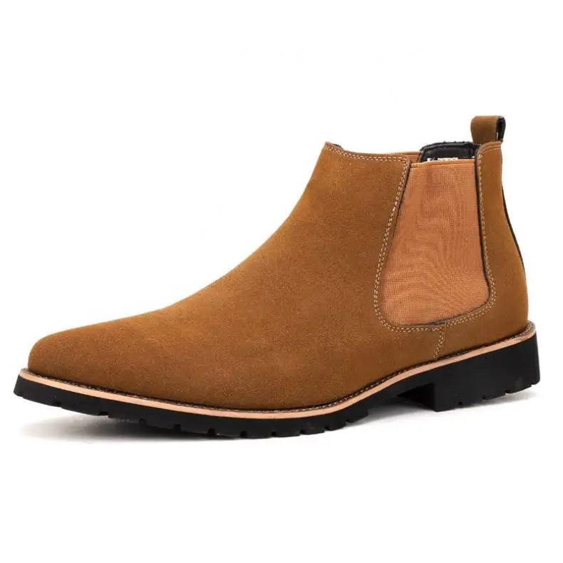 Chelsea Boots Extra Size 39-48# Suede Men Three Colors Brown Coffee And Black To Choice