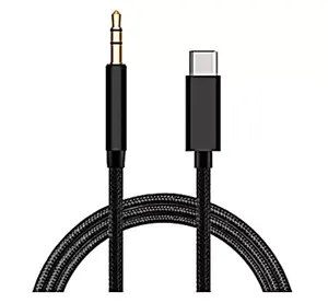 Adaptador de cabo de nylon aux, de alta qualidade, venda quente, 3.5mm para tipo c, para iphone e samsung, carro, alto falante, cabo de áudio