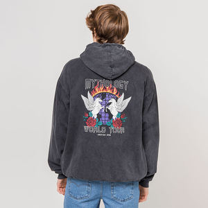 เสื้อฮู้ดผ้าฝ้ายซักได้,โลโก้ปักแบบกำหนดเองไม่มีสตริงการพิมพ์สกรีนผ้าน้ำหนักมาก - Product Image 2