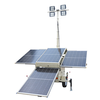 Tour d'éclairage solaire coupe-vent et imperméable à l'eau, tour d'éclairage solaire à hauteur réglable avec génération d'énergie par panneau solaire