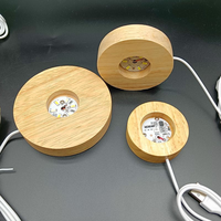 Lampe de table manuelle à éclairage boule de cristal avec base en bois massif et veilleuses