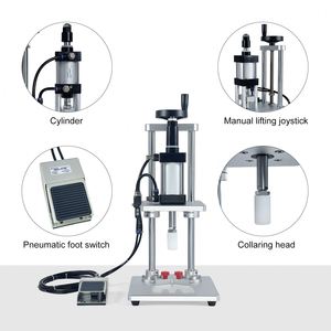 Machine de capsulage pneumatique de bureau pour flacons de <span class=keywords><strong>parfum</strong></span>, pots cosmétiques et bouteilles d'huile en verre, avec capuchonneuse à anneau de col moyen pour bouchons en aluminium - Product Image 6