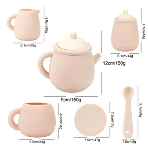 Taza de bebé de silicona de grado alimenticio libre de BPA OEM ODM, juguetes para niños pequeños, juego de fiesta de té para niñas pequeñas, juego de té para niños, juguete para niños