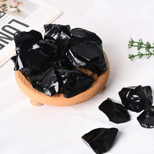 Vente en gros de pierres brutes d'obsidienne noire, pierres semi-précieuses pour la décoration - Product Image 2