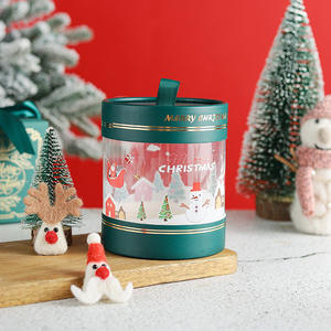 2024 Feliz Navidad caja de dulces transparente Nochebuena para Apple embalaje cilindro caja de regalo con marco de fotos uso - Product Image 4