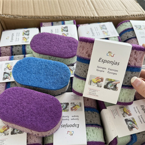 ฟองน้ำทำความสะอาดในครัวเรือนแผ่นฟองน้ำขัดสองด้านหนาความหนาแน่นสูง3ชิ้น - Product Image 4