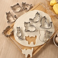 Ensemble de 9 emporte-pièces pour biscuits en forme de chat en acier inoxydable, moules irréguliers pour biscuits, fondant, sandwichs, outils de pâtisserie