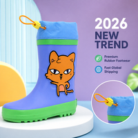 Bottes de pluie pour enfants avec col à cordon, imperméables, antidérapantes, en caoutchouc naturel, bottes Wellington pour les tout-petits, filles et garçons, pour jouer en plein air