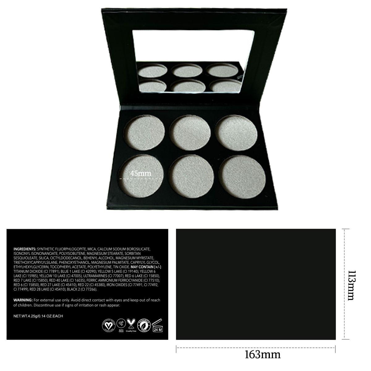 6 ronde blush palette noir