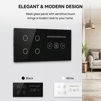 Interrupteur mural intelligent Tuya Wifi 4 voies pour éclairage et ventilateur, panneau tactile en verre trempé pour maison intelligente, commande vocale Alexa Google Assistant