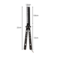Peigne de coiffure d'entraînement pliable type couteau papillon (Balisong) avec logo personnalisé pour hommes