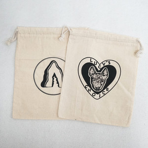 Sac en toile de coton naturel de grande taille avec cordon de serrage, logo personnalisé imprimé à l'écran, sac en coton biologique respirant pour cadeaux, café, voyage - Product Image 2