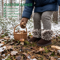 Bottes de neige tendance en daim camel pour enfants, personnalisables en gros, bottines à imprimé léopard pour tout-petits avec doublure chaude en peluche