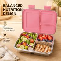 Boîte à bento mignonne en acier inoxydable 304, 3 compartiments, silicone amovible LFGB, sans BPA, chauffable, anti-fuite, passe au lave-vaisselle, pour nouveau-né