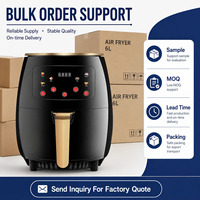 Freidora de Aire de 6L para Cadenas de Tiendas, 1400W, Multicolor, Enchufe Múltiple, Programa de Distribución de Freidoras de Aire, Fábrica OEM, CE