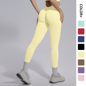 Nuovi <span class=keywords><strong>Leggings</strong></span> Yoga Senza Cuciture <span class=keywords><strong>Effetto</strong></span> Push-Up in Spandex/Nylon con Vita a V e <span class=keywords><strong>Effetto</strong></span> <span class=keywords><strong>Snellente</strong></span> a Tutta Lunghezza - Product Image 1