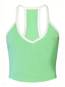 Camisetas sin mangas con cuello en V para mujer, de color sólido, tejidas, transpirables, informales - Product Image 3