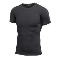 Kaos Lari Ketat Pria PRO Fitness - Menampilkan Desain Solid Sporty, Bahan Elastis, Cepat Kering, Top 4001 Elastisitas Tinggi
