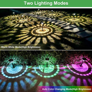 ไฟทางเดินพลังงานแสงอาทิตย์หลากสีและไฟ LED สีขาวอบอุ่น ไฟตกแต่งภูมิทัศน์พลังงานแสงอาทิตย์ IP67 กันน้ำสำหรับตกแต่งสวนกลางแจ้ง - Product Image 2