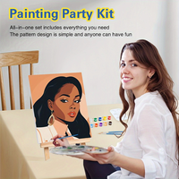 2pcs Peint à la Main Femmes Décoration Murale Toile Dessin Cadeau Adultes DIY Peinture Encadrée par Numéros Motif Coloré Imprimé Style